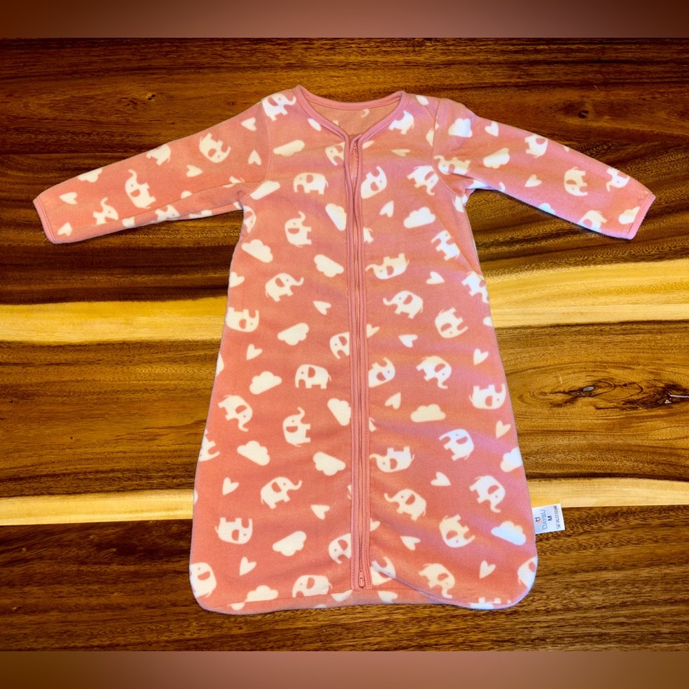 Cozy Long Sleeve Pink Elephant Sleep Sack